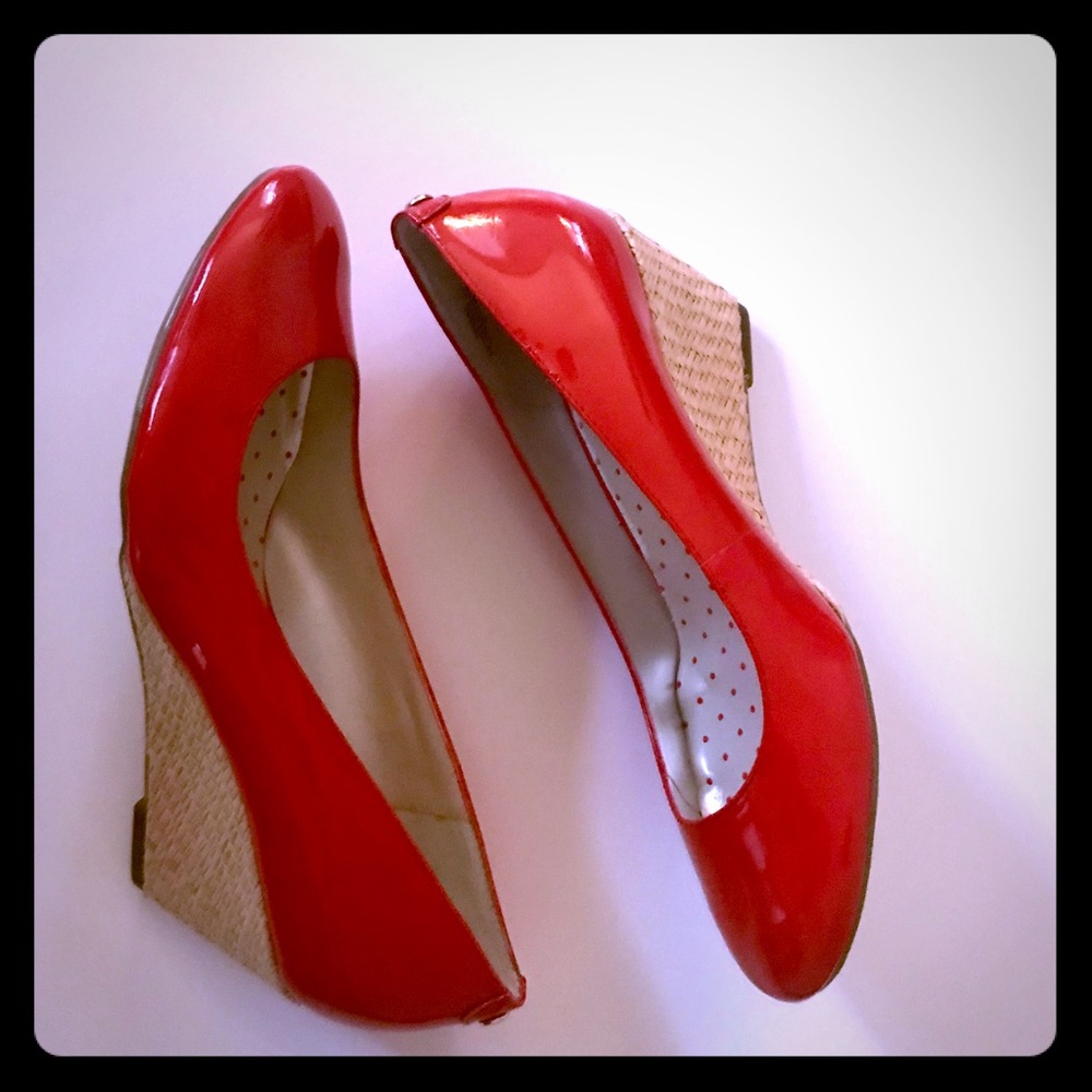 Red Patent Leather Anne Klein iflex Wedges